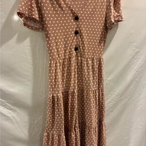 Monteau Blush Polka Dot Midi Dress